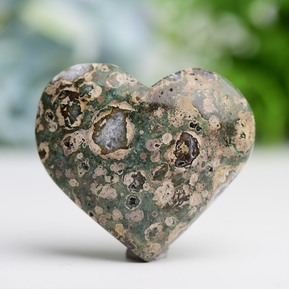 2.3" Rainforest Japer Heart Palm Stone  Wholesale Crystals