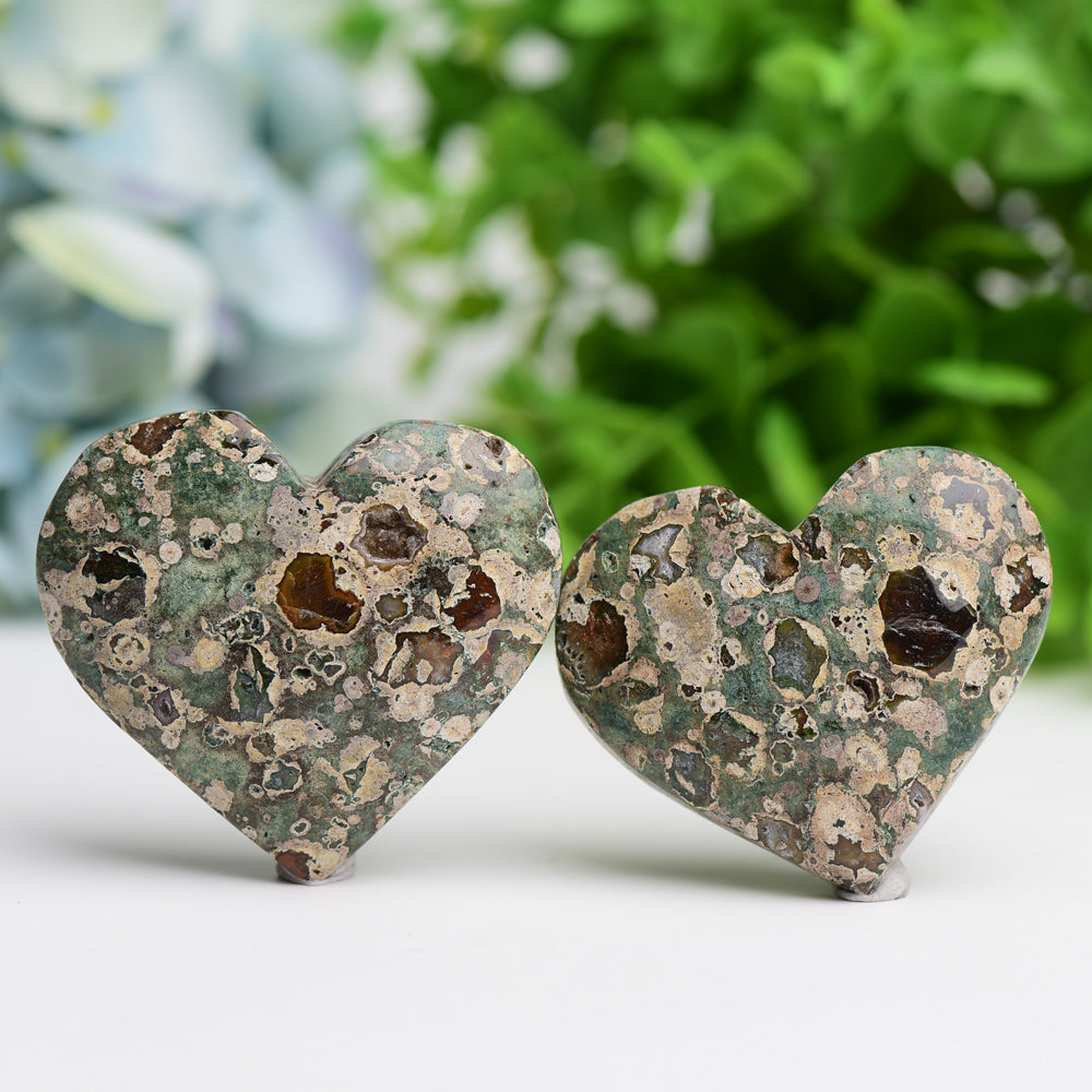 2.3" Rainforest Japer Heart Palm Stone  Wholesale Crystals