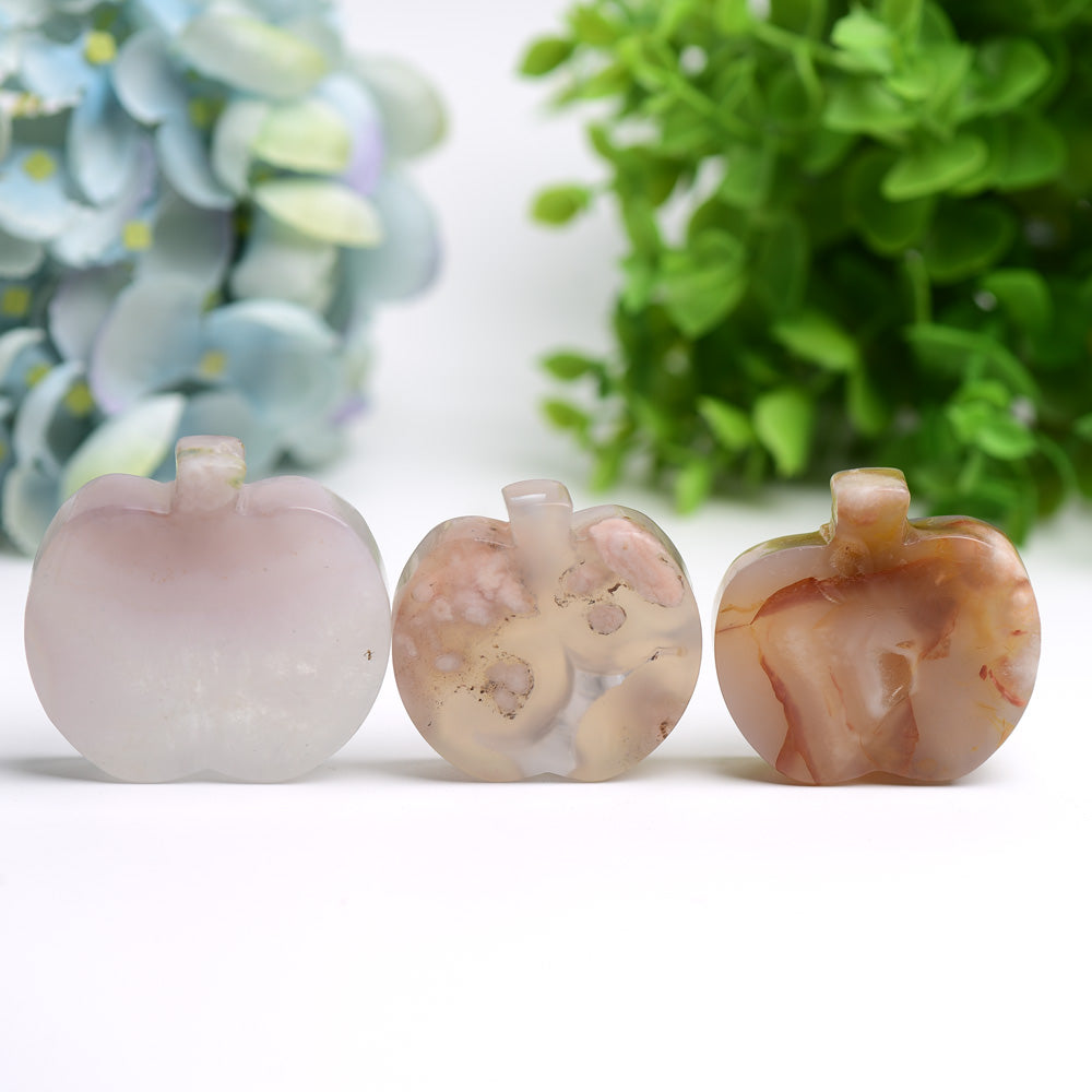 2.2" Flower Agate Apple Shape Crystal Carving Bulk Wholesale  Wholesale Crystals