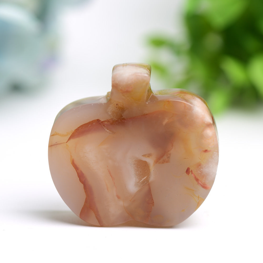 2.2" Flower Agate Apple Shape Crystal Carving Bulk Wholesale  Wholesale Crystals
