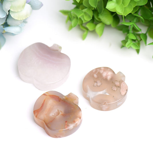 2.2" Flower Agate Apple Shape Crystal Carving Bulk Wholesale  Wholesale Crystals
