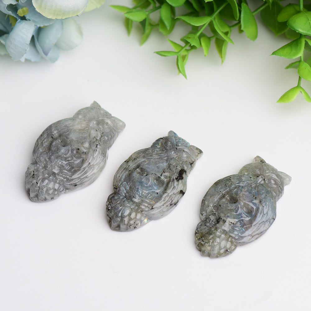 2.1" Labradorite Owl with Skull Dec Crystal Carving  Wholesale Crystals