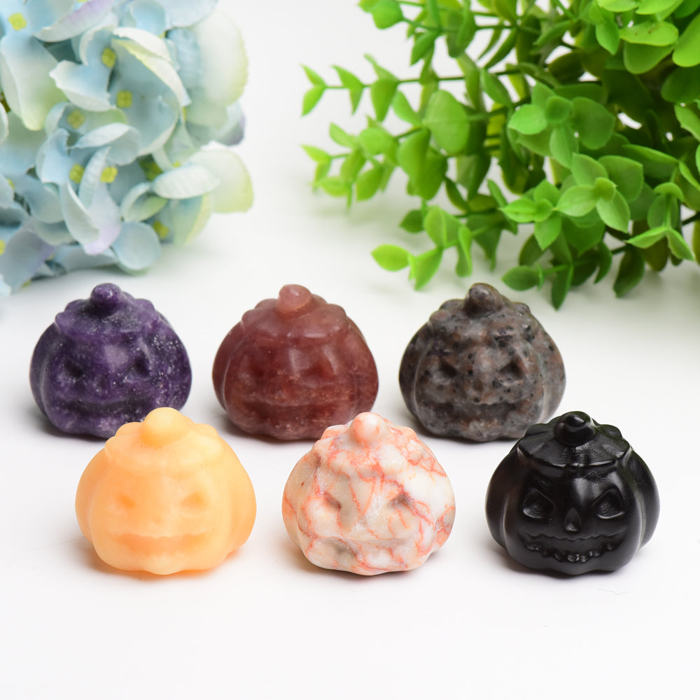 1.7" Mixed Crystal Pumpkin Carving for Halloween Decor Bulk Wholesale  Wholesale Crystals