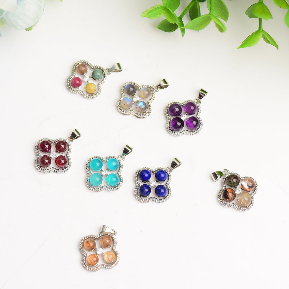 Mixed Crystal Flower Shape Pendant Bulk Wholesale  Wholesale Crystals