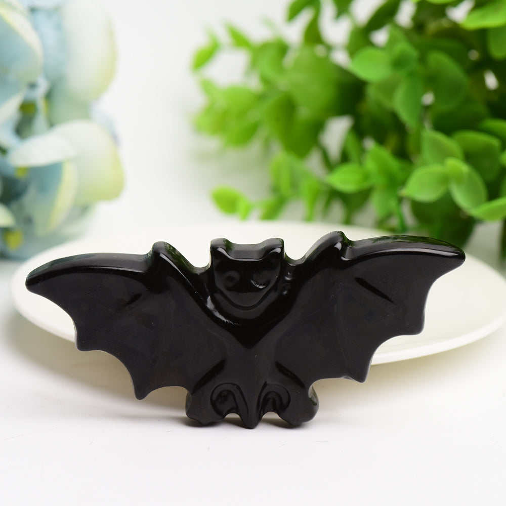 3.7" Black Obsidian Bat Carving Bulk Wholesale  Wholesale Crystals