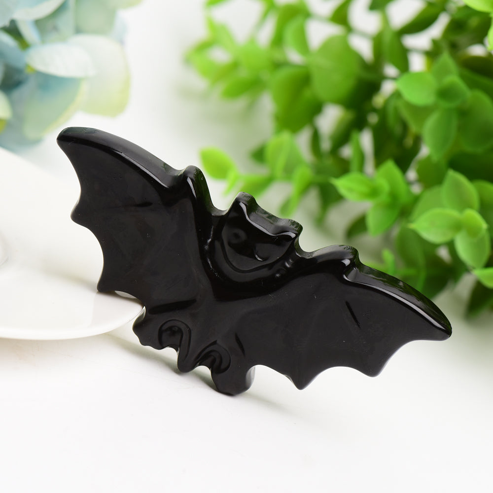 3.7" Black Obsidian Bat Carving Bulk Wholesale  Wholesale Crystals