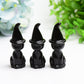2.3" Black Obsidian Cat with Wizard Hat Carving Bulk Wholesale  Wholesale Crystals