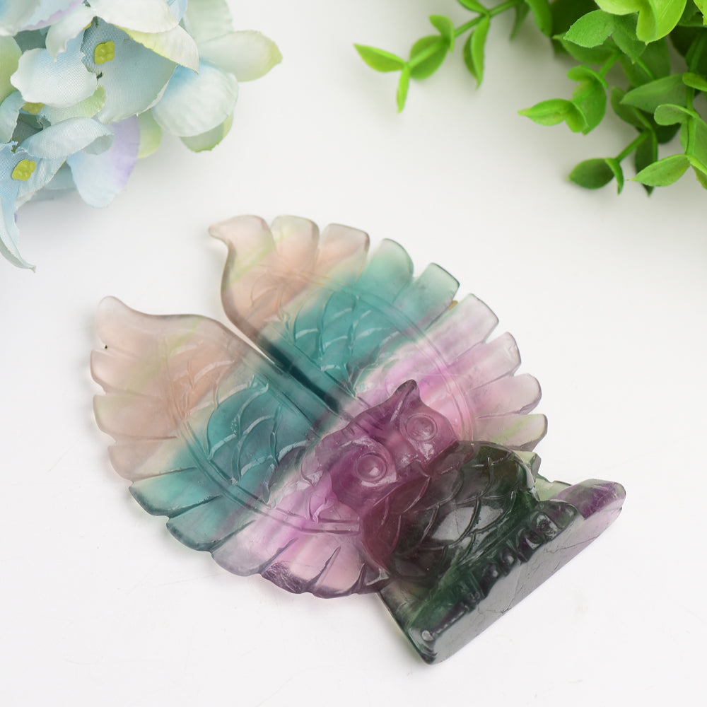 4.4" Rainbow Fluorite Owl Crystal Carving Bulk Wholesale  Wholesale Crystals
