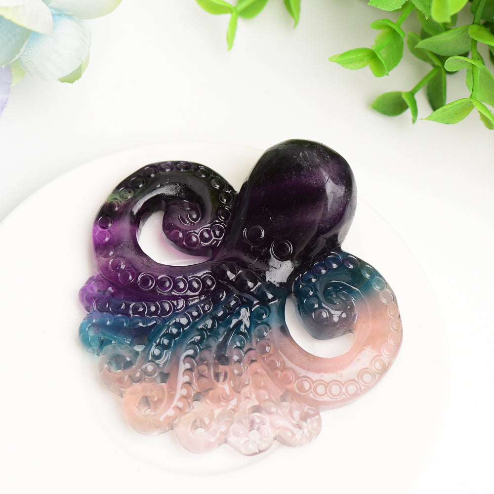 3.3" Rainbow Fluorite Octopus Crystal Carving Bulk Wholesale  Wholesale Crystals
