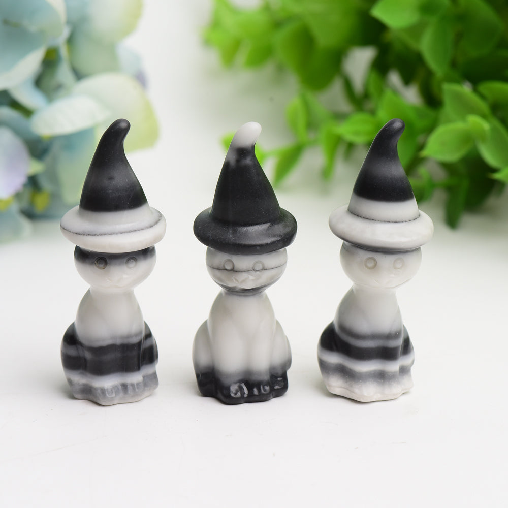 2.35" Taiji Stone Cat with Wizard Hat Crystal Carving Bulk Wholesale  Wholesale Crystals