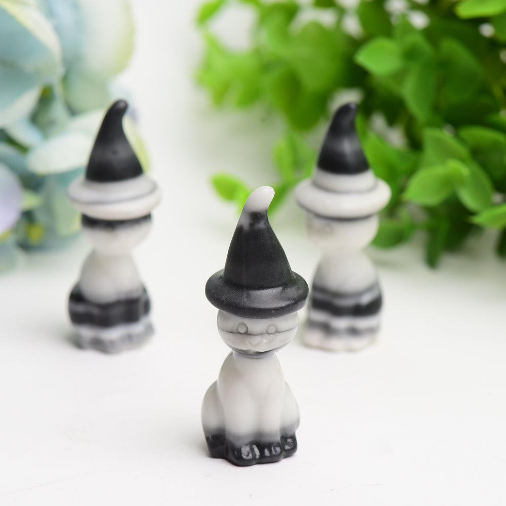 2.35" Taiji Stone Cat with Wizard Hat Crystal Carving Bulk Wholesale  Wholesale Crystals