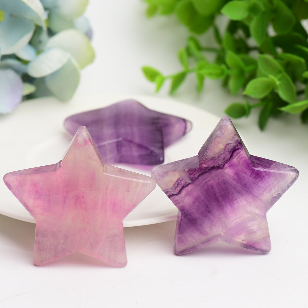 2.0" Purple Fluorite Star Crystal Carving Bulk Wholesale  Wholesale Crystals
