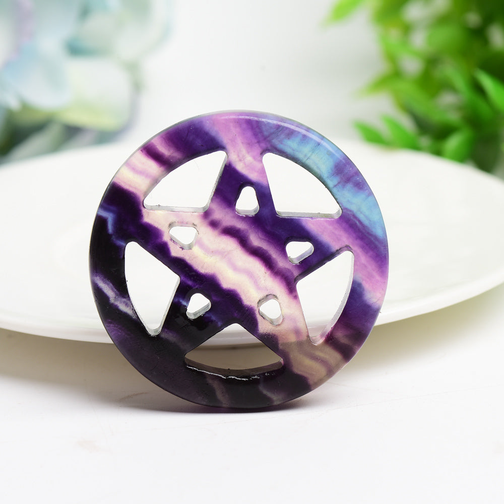 1.9"-2.5" Mixed Crystal Pentagram Star Plate Carving Bulk Wholesale  Wholesale Crystals