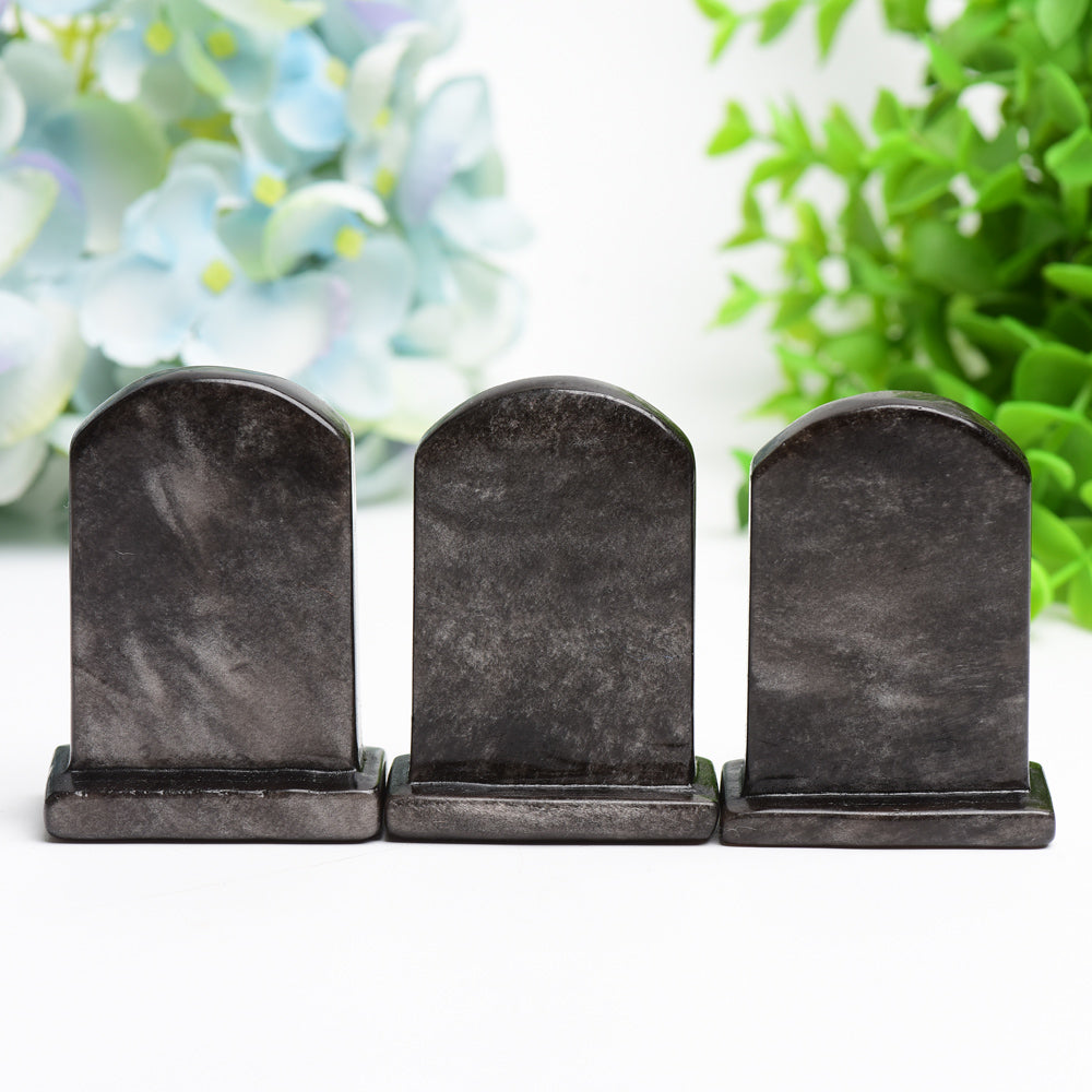 2.5" Silver Obsidian Tombstone Crystal Carving Bulk Wholesale  Wholesale Crystals