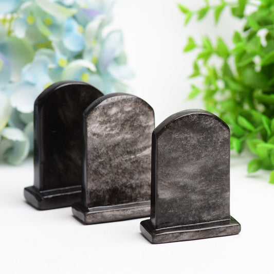 2.5" Silver Obsidian Tombstone Crystal Carving Bulk Wholesale  Wholesale Crystals