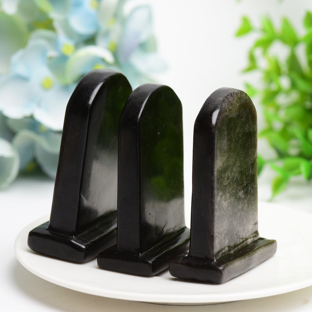2.5" Silver Obsidian Tombstone Crystal Carving Bulk Wholesale  Wholesale Crystals