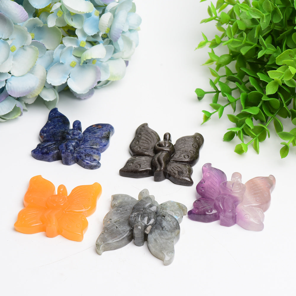 2.5" Mixed Crystal Buterfly Fairy Crystal Carving Bulk Wholesale  Wholesale Crystals