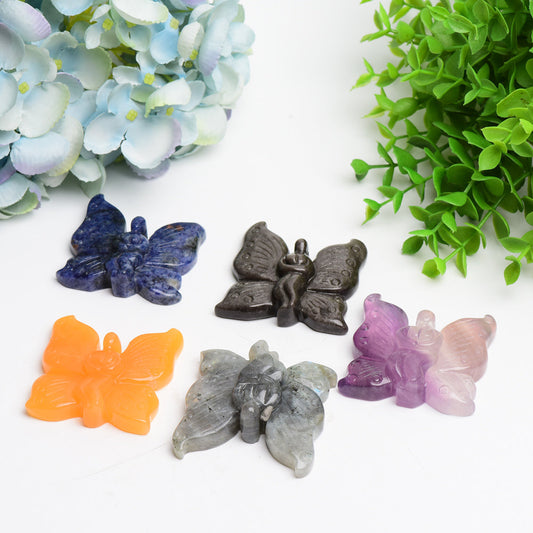 2.5" Mixed Crystal Buterfly Fairy Crystal Carving Bulk Wholesale  Wholesale Crystals