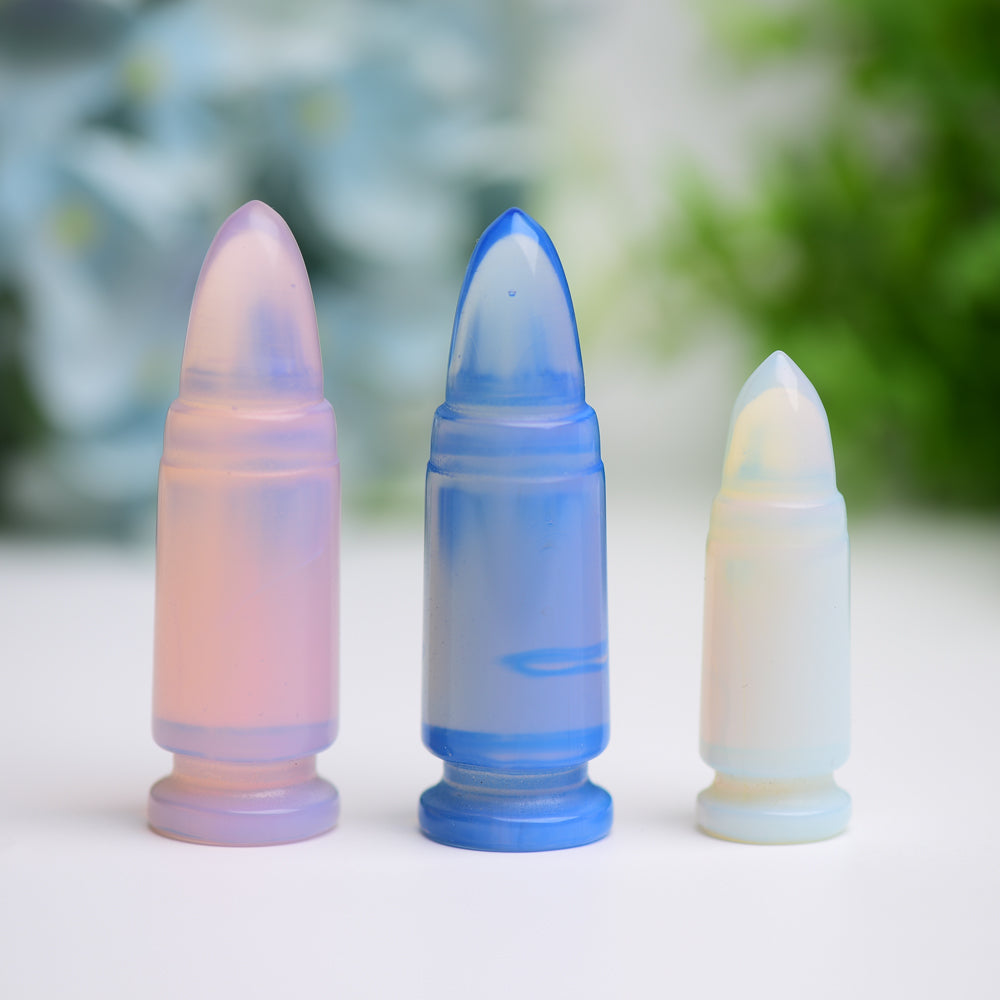 2.0"-2.7" Blue Pink Opalite Bullet Crystal Carving  Wholesale Crystals