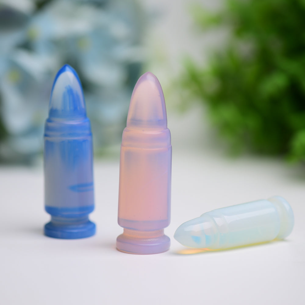 2.0"-2.7" Blue Pink Opalite Bullet Crystal Carving  Wholesale Crystals