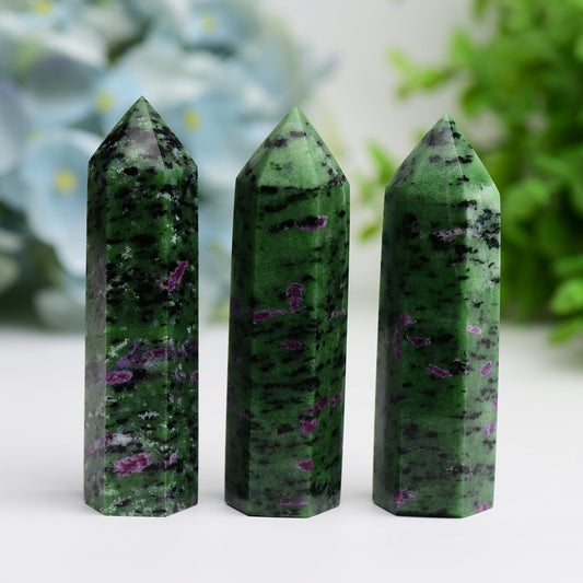 2.5"-4.0" Ruby In Zoisite Crystal Point  Wholesale Crystals
