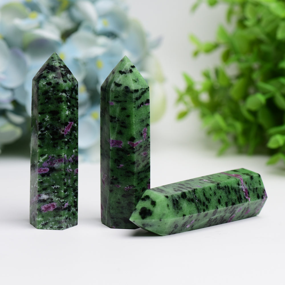 2.5"-4.0" Ruby In Zoisite Crystal Point  Wholesale Crystals