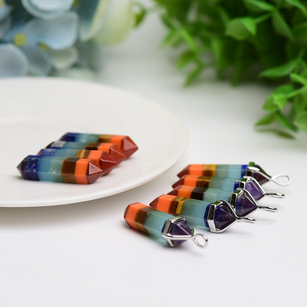 1.2" Mini Chakra DT Point Crystal Pendant  Wholesale Crystals