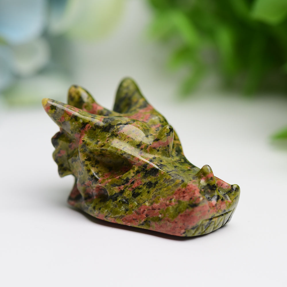 1.8" Mixed Crystal Dragon Head Animal Crystal Carving  Wholesale Crystals