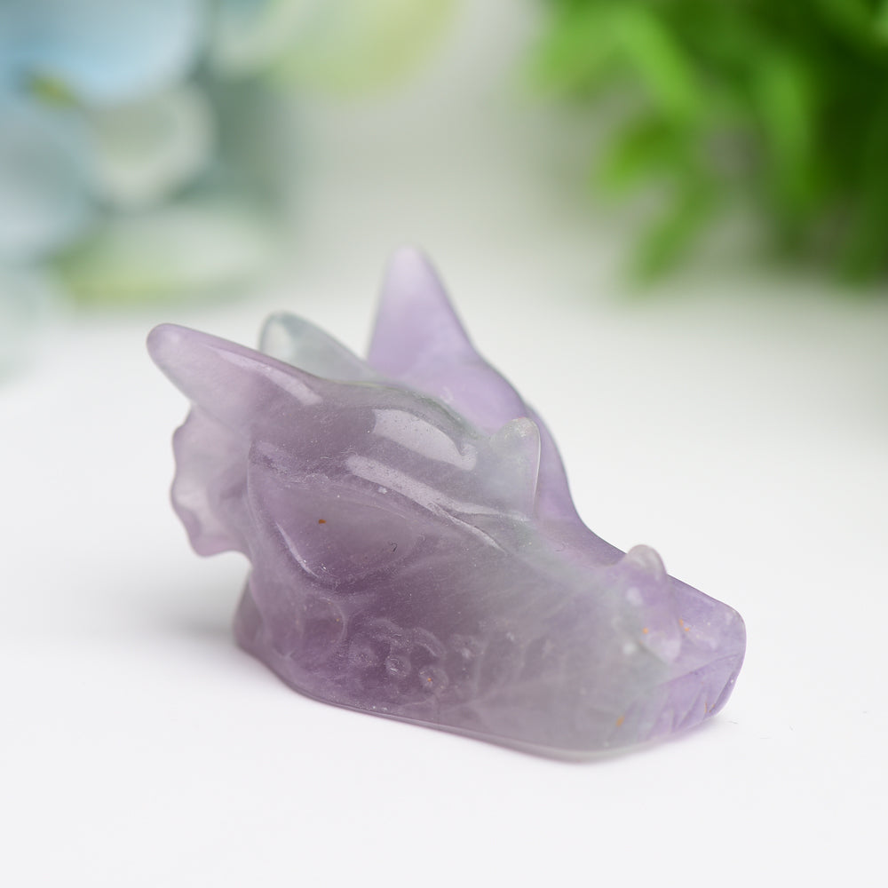 1.8" Mixed Crystal Dragon Head Animal Crystal Carving  Wholesale Crystals