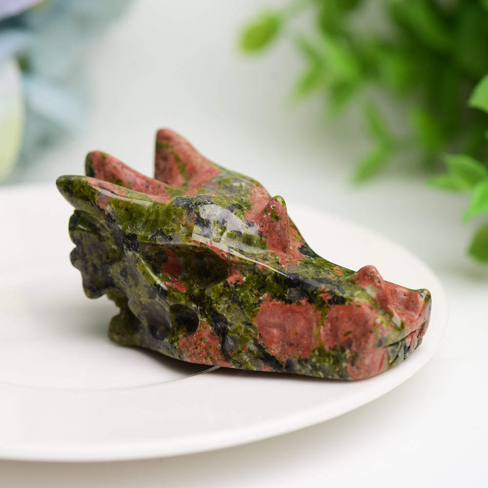 2.5" Mixed Crystal Dragon Head Animal Crystal Carving  Wholesale Crystals