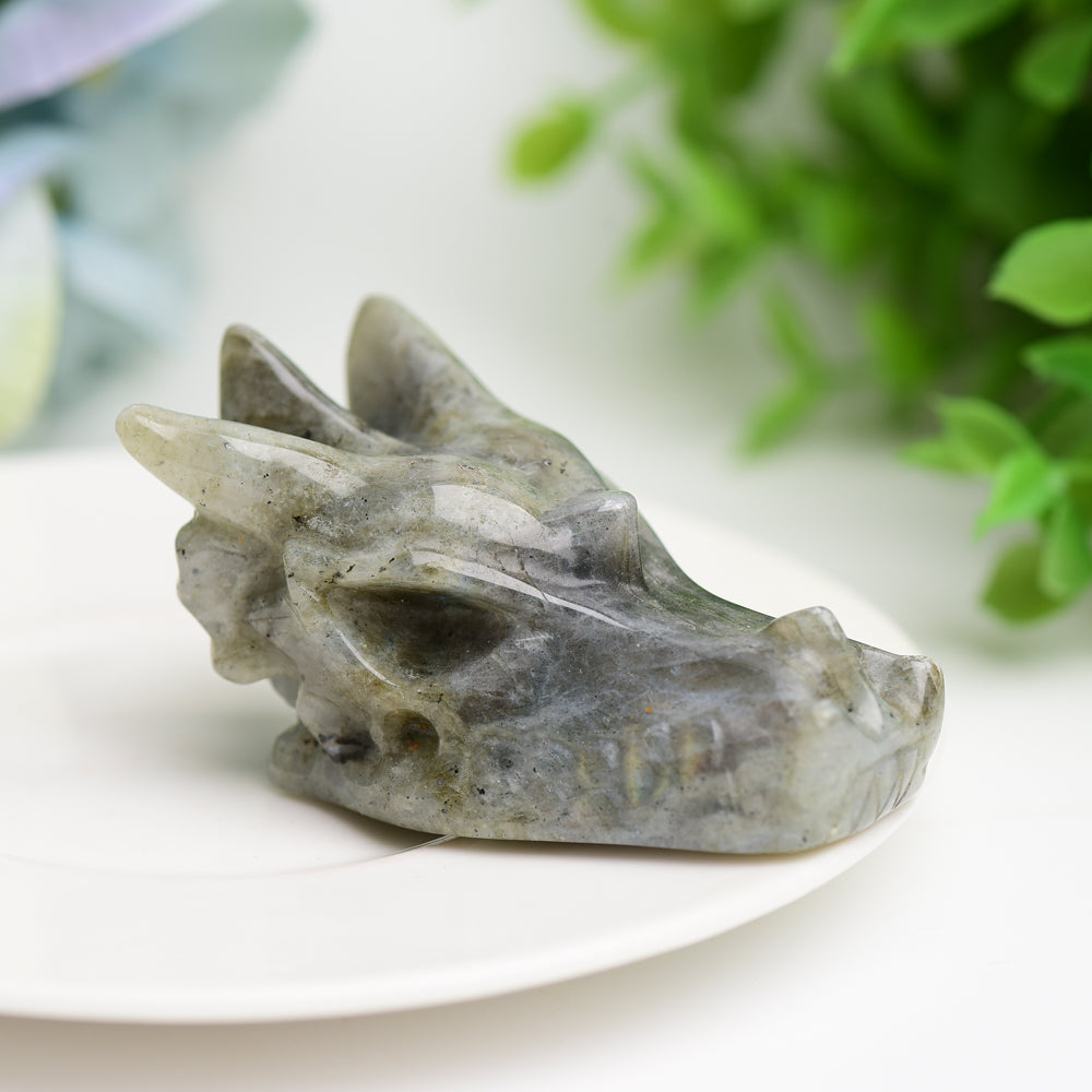 2.5" Mixed Crystal Dragon Head Animal Crystal Carving  Wholesale Crystals
