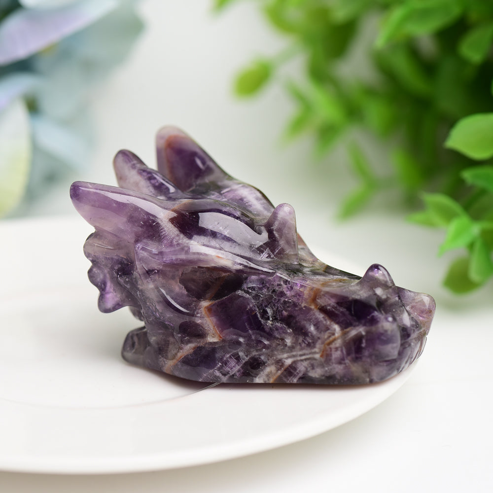 2.5" Mixed Crystal Dragon Head Animal Crystal Carving  Wholesale Crystals