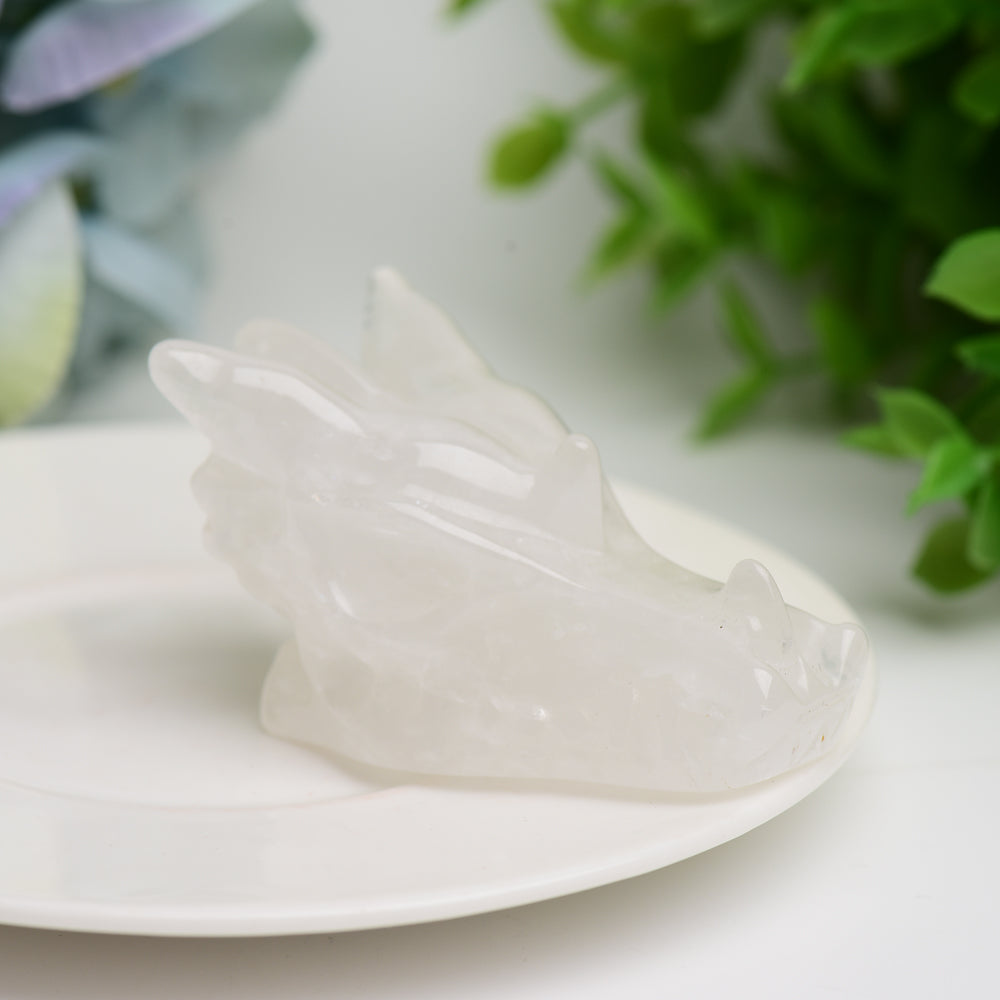 2.5" Mixed Crystal Dragon Head Animal Crystal Carving  Wholesale Crystals