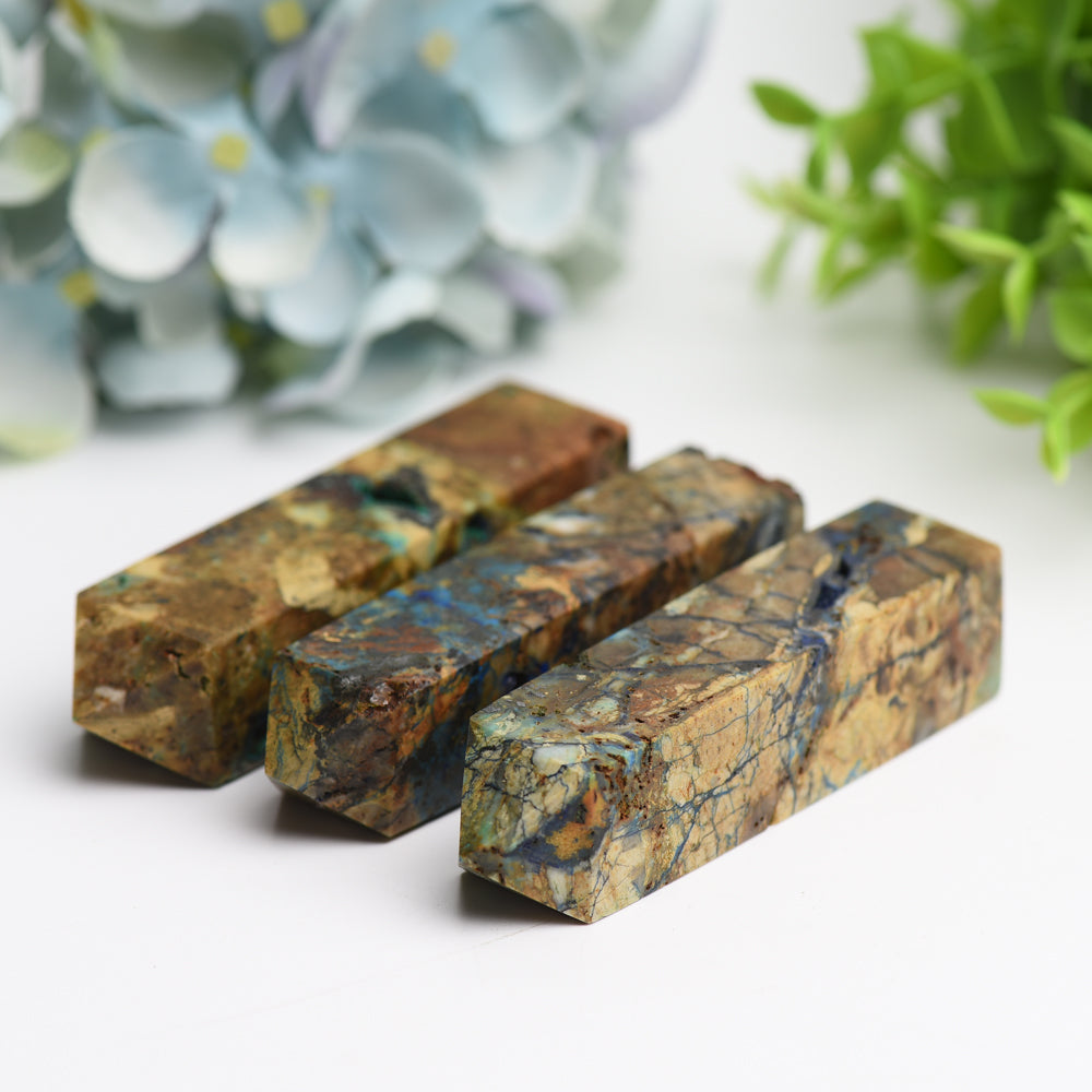 3.0"-4.0" Azurite Grow with Malachite Stone Crystal Point Bulk Wholesale  Wholesale Crystals