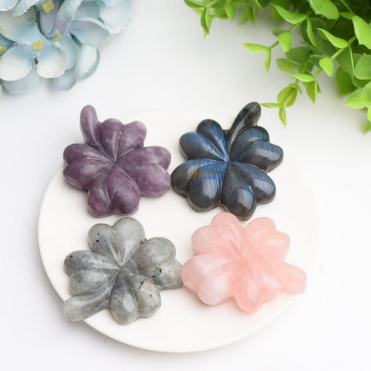 2.2" Mixed Crystal Clover Leaf Crystal Carving Bulk Wholesale  Wholesale Crystals