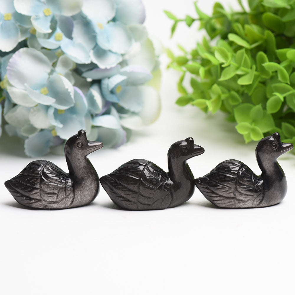 2.2" Silver Obsidian Swan Crystal Carving Bulk Wholesale  Wholesale Crystals
