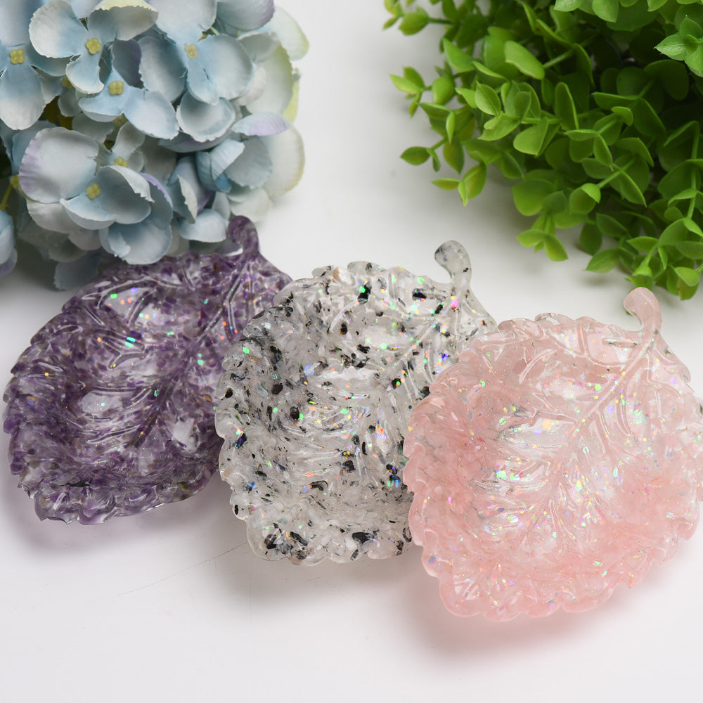 6.0" Resin Leaf Shape Plate Bulk Wholesale  Wholesale Crystals