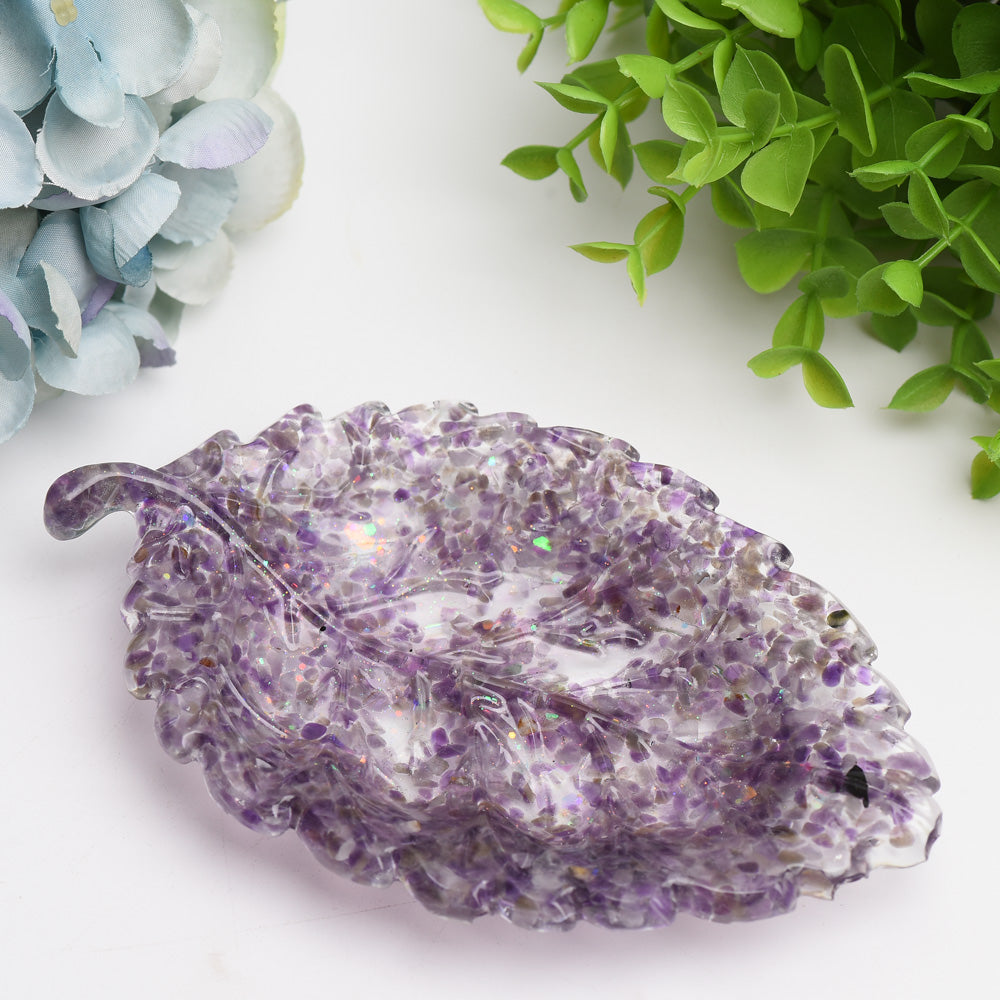 6.0" Resin Leaf Shape Plate Bulk Wholesale  Wholesale Crystals