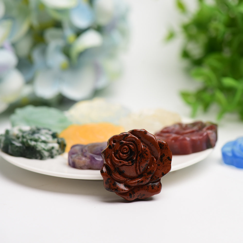 1.4" Mixed Crystal Rose Flower Carving Bulk Wholesale  Wholesale Crystals