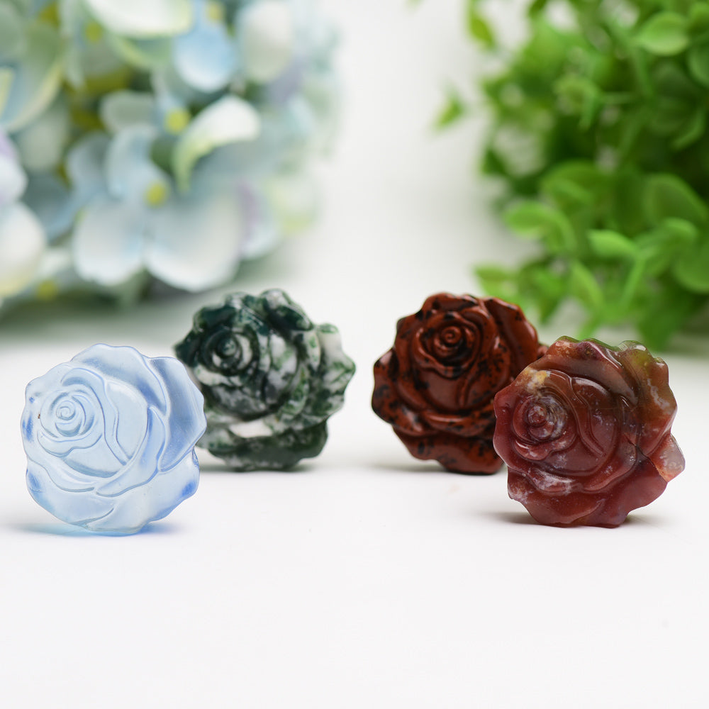 1.4" Mixed Crystal Rose Flower Carving Bulk Wholesale  Wholesale Crystals