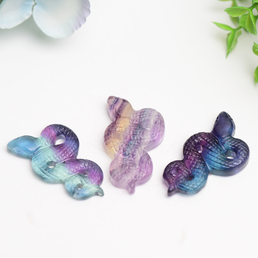2.0" Rainbow Fluorite Snake Carving Bulk Wholesale  Wholesale Crystals