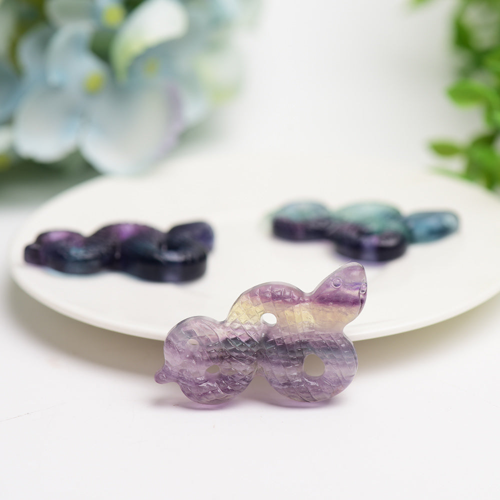 2.0" Rainbow Fluorite Snake Carving Bulk Wholesale  Wholesale Crystals