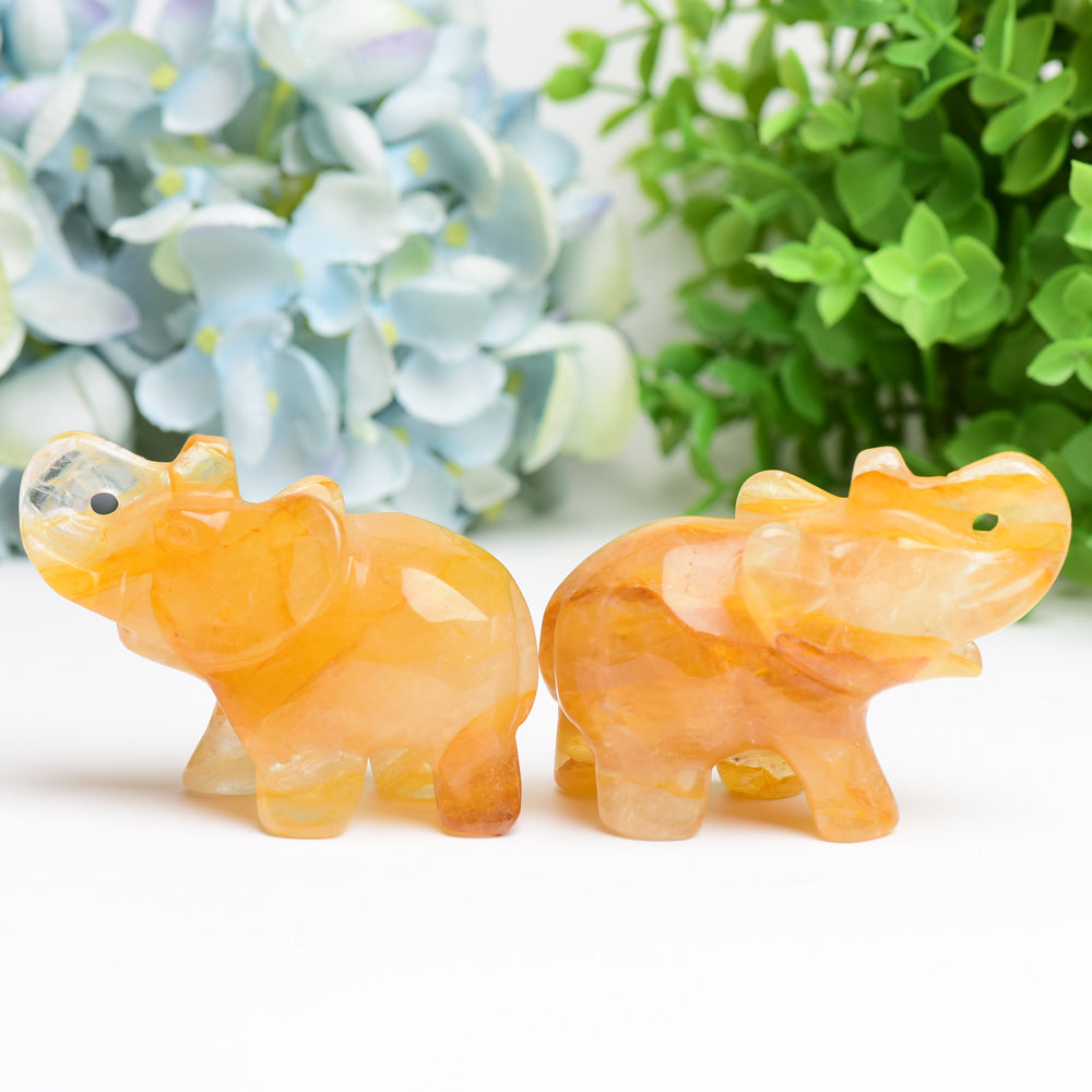 3.5" Golden Healer Elephant Animal Crystal Carving  Wholesale Crystals