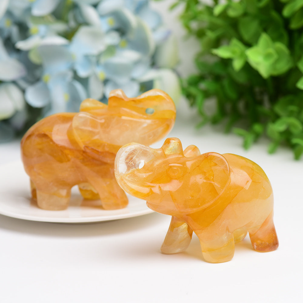 3.5" Golden Healer Elephant Animal Crystal Carving  Wholesale Crystals