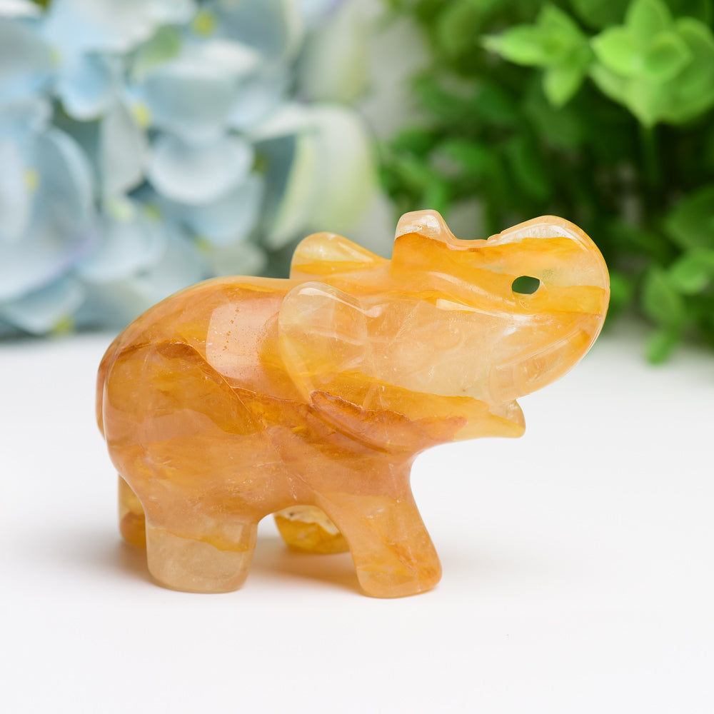 3.5" Golden Healer Elephant Animal Crystal Carving  Wholesale Crystals