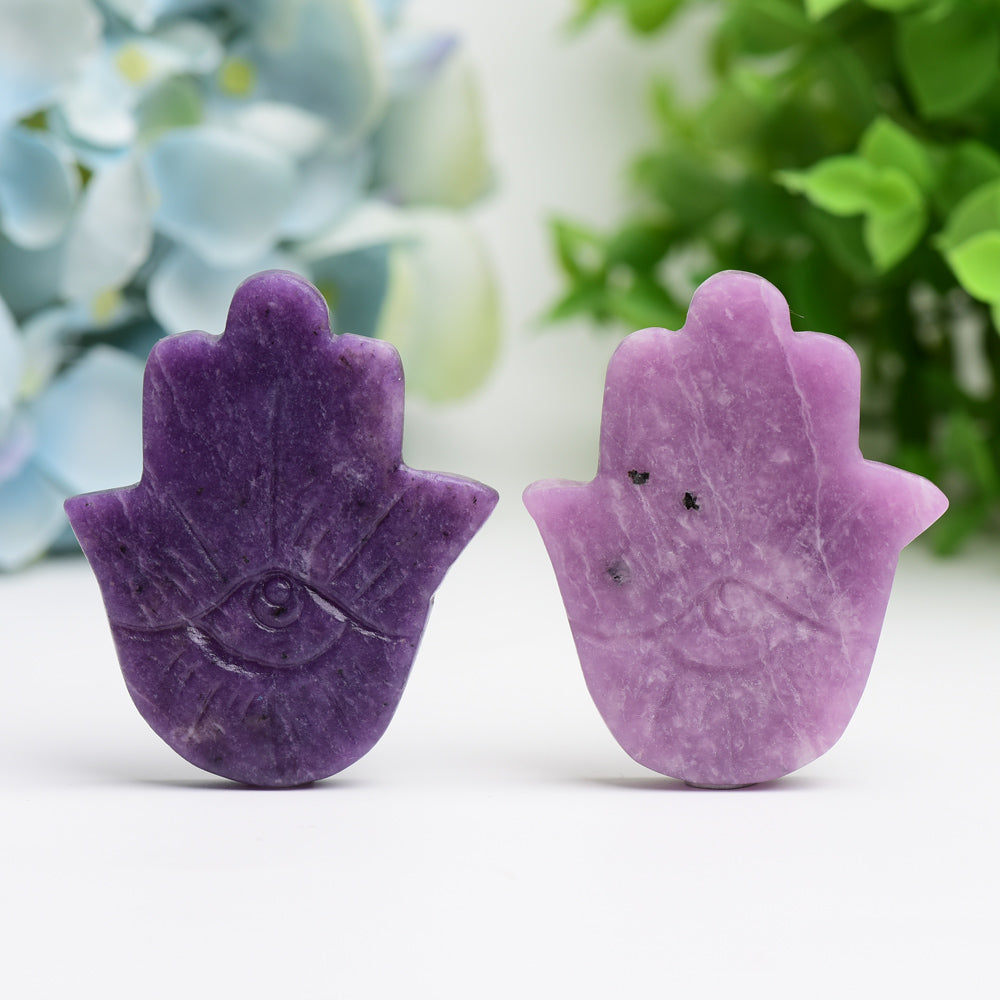 2.2" Purple Mica Hand with Evil's Eye Crystal Carving  Wholesale Crystals