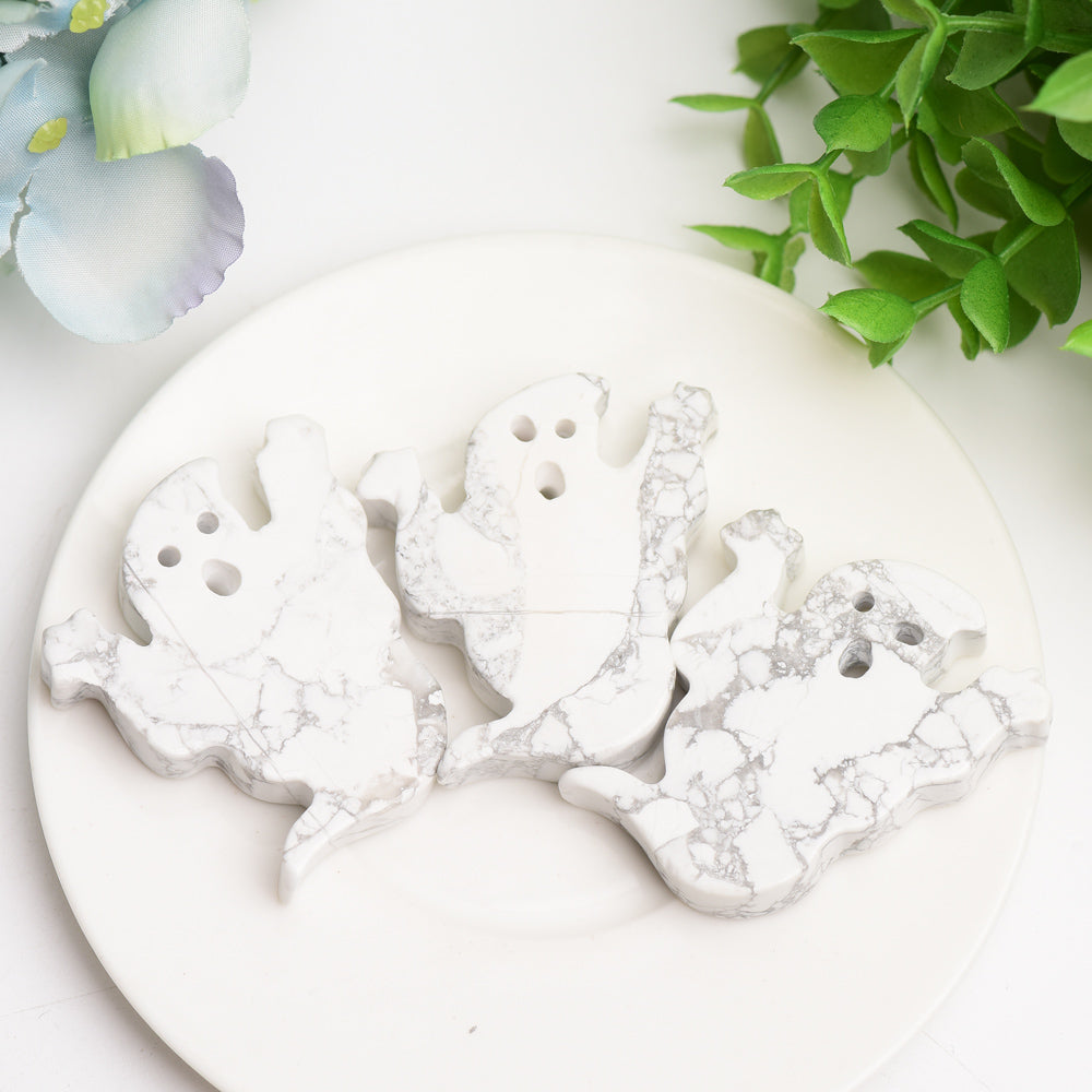 2.0" Howlite Ghost Carving for Halloween Decor Bulk Wholesale  Wholesale Crystals