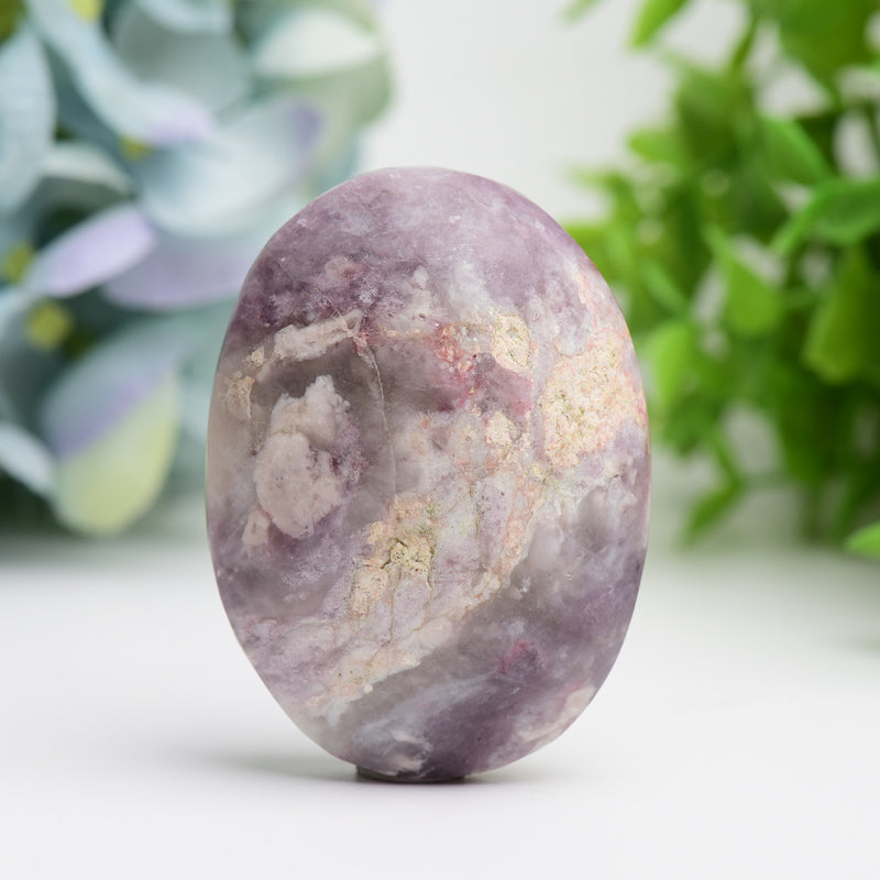 2.5" Pink Tourmaline Heart Shape & Palm Stone  Wholesale Crystals