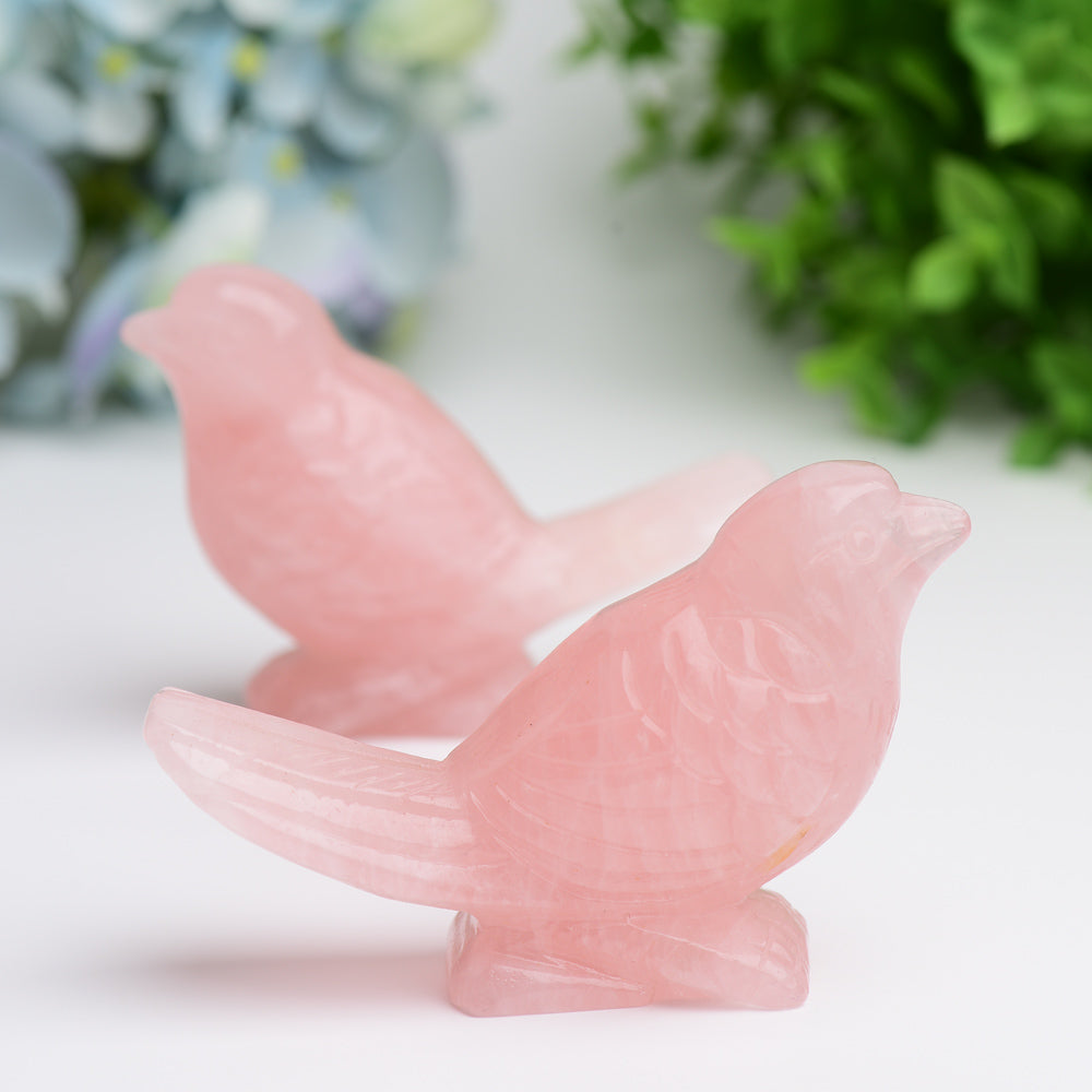 3.5" Rose Quartz Bird Crystal Carving Bulk Wholesale  Wholesale Crystals