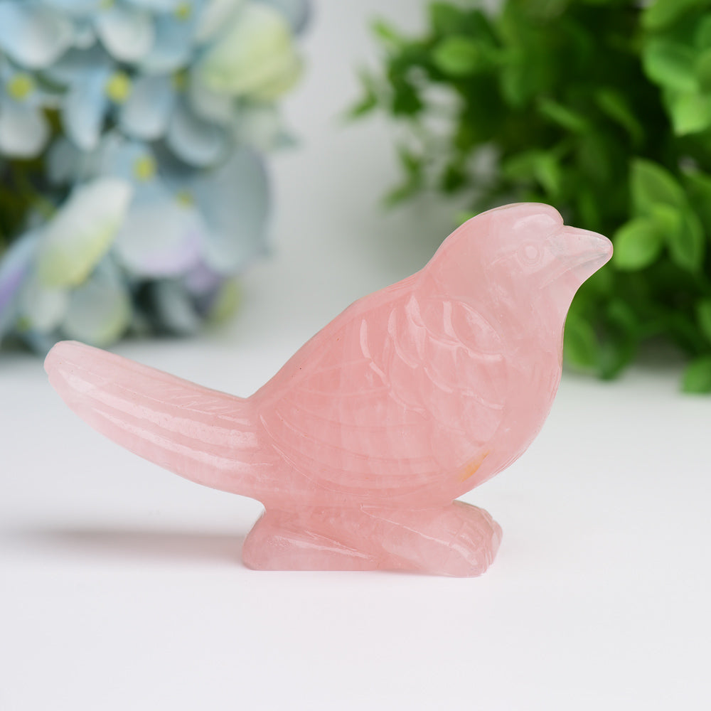 3.5" Rose Quartz Bird Crystal Carving Bulk Wholesale  Wholesale Crystals